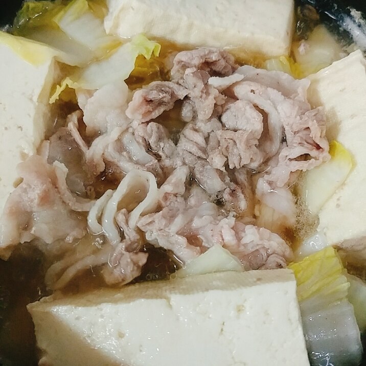 ほんだしで 白菜 豚肉 豆腐のニンニク鍋 レシピ 作り方 By やっすん 楽天レシピ